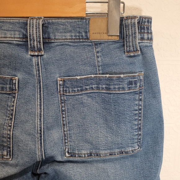 AE Stretch Super High Waisted Ankle Straight Cargo Jean - Picture 8 of 14